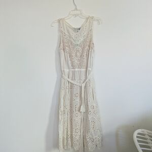 NWT 0P Anthro Lil Cream Lace Eyelet Sleeveless Dress - Brand: